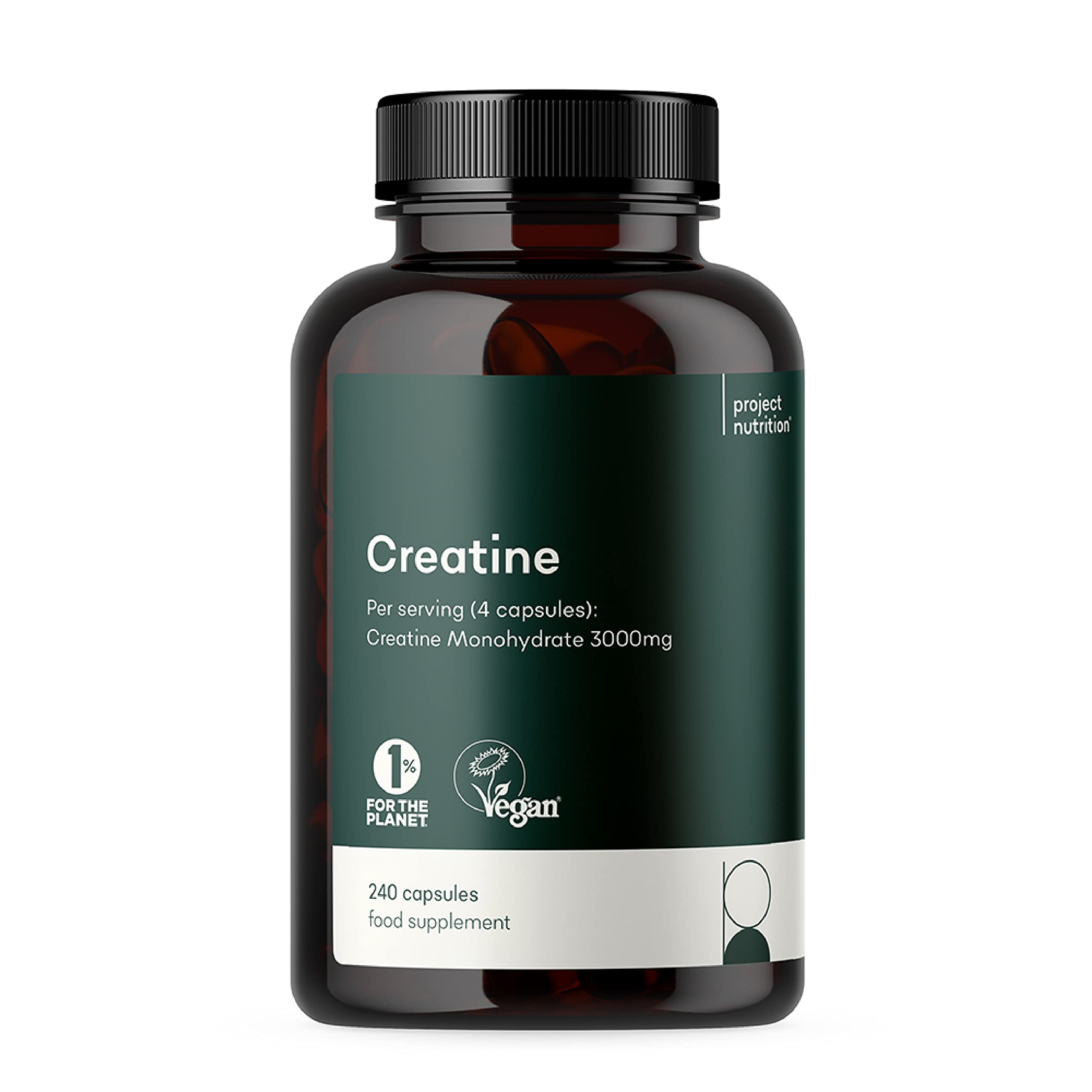 Pure Creatine Monohydrate Capsules 3000mg - No Excipients or Fillers - 240 Vegan 750mg Capsules - Unflavoured Pre Workout Supplement for Muscle Gain Growth - Creatine Powder & Tablet Alternative