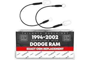 T1A Tailgate Support Cable Strap Set, Rear Left & Right - Compatible with 1994-2009 Dodge Ram 1500, 94-09 Ram 2500, 94-09 Ram 3500 - Metal 18-1/8" Long - OEM 55345124AB, 55345125AB, F37Z-1023342-A-MT