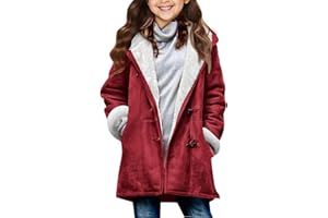 Ayolanni Girls Winter Coats Fuzzy Fleece Lined Jacket Youth Faux Suede Coat for Teen Winter Warm Hooded Outwear Kids Clothes