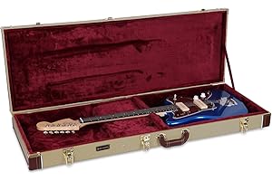 Crossrock Deluxe Hardshell Arch Top Wooden Case for Jazzmaster/Jaguar Style Electric Guitars, Tweed(CRW600JMTW)