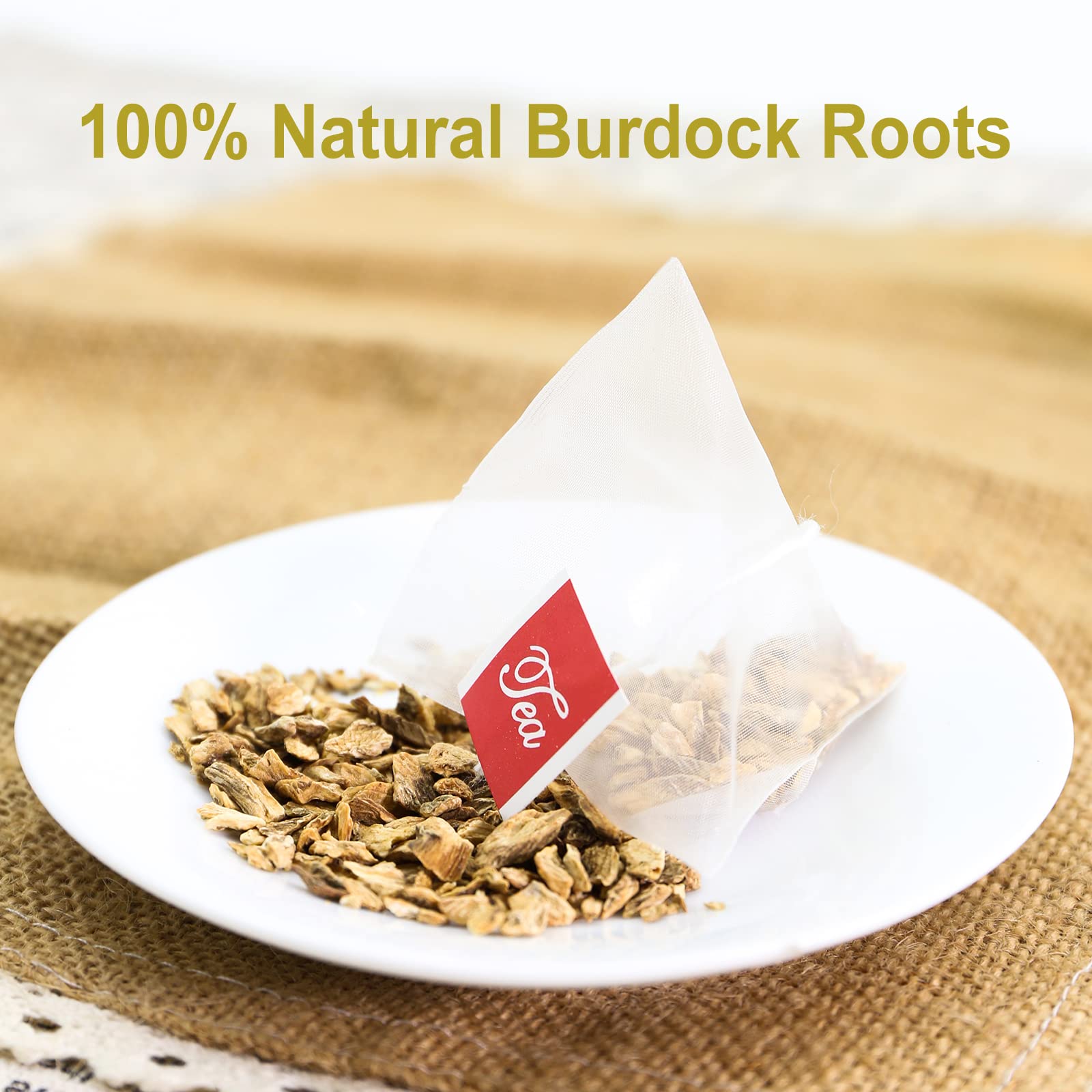 FullChea Burdock Root Tea Bags, 40 Teabags, 2.5g/bag - Premium Burdock Root - Non-GMO - Naturally Caffeine-free Herbal Tea - Aid in Digestion & Improving Liver Health