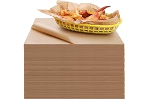 GeeRic Unbleached Waxed Deli Paper Sheets 12 * 12 Inch, 100 Pcs Food Basket Liners for Sandwiches, Burgers, Grease Proof Line
