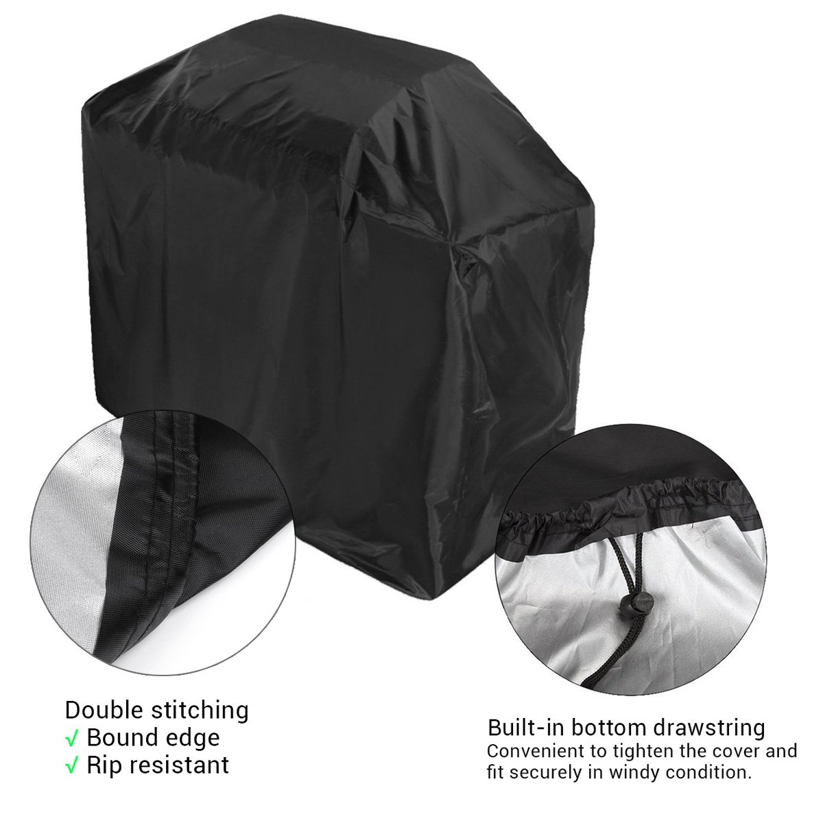 MAXFE.CO Gas Grill Cover, 145 cm Heavy Duty BBQ Cover Waterproof Outdoor Barbeque Grill Cover for Weber, Char Broil, Brinkmann with Drawstring and Spring Lock