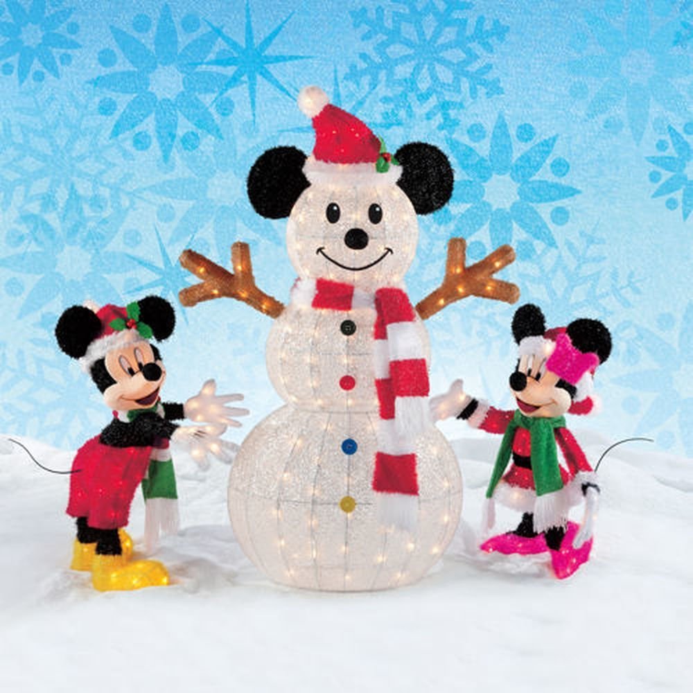 Disney Christmas Decorations Mickey Minnie Mouse With Snowman