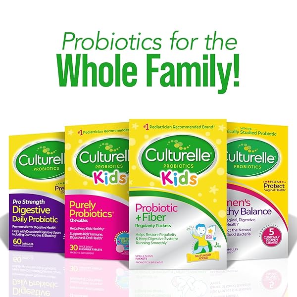 CULTURELLE KIDS PROBIOTIC + FIBER PACKETS (AGES 1+) – 60 COUNT – DIGESTIVE HEALTH & IMMUNE SUPPORT – HELPS RESTORE REGULARITY