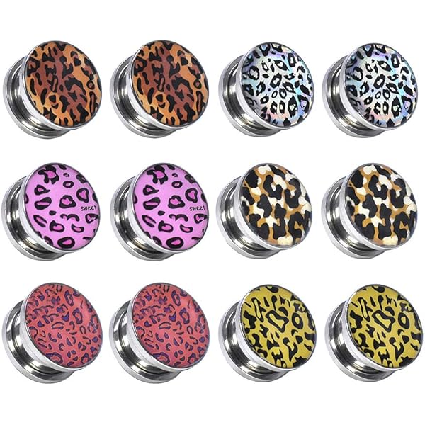 thumbnail image 2 of Buy 2Pcs Multicolor Metal Sequins Acrylic Ear Plugs Tunnels Ear 2 of 11