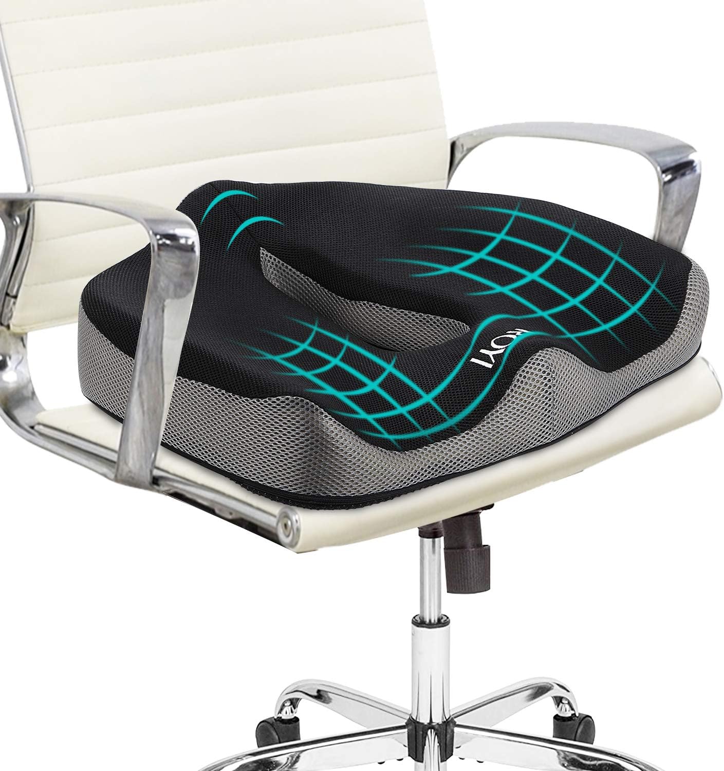 ROYI Memory Foam Seat/Chair Cushion for Relieves Back, Sciatica Pain，Tailbone Pain, Coccyx, Degenerating Disc, Orthopedic, Osteoarthritis, Sacrum, Prostate Cushion, Low Back Pain Cushion，Hip Shaping : Office Products