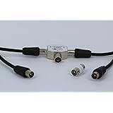 5m Black Aerial Splitter Kit by electrosmart&reg; 1.5m Coax 5m Coax Splitter & Adaptor