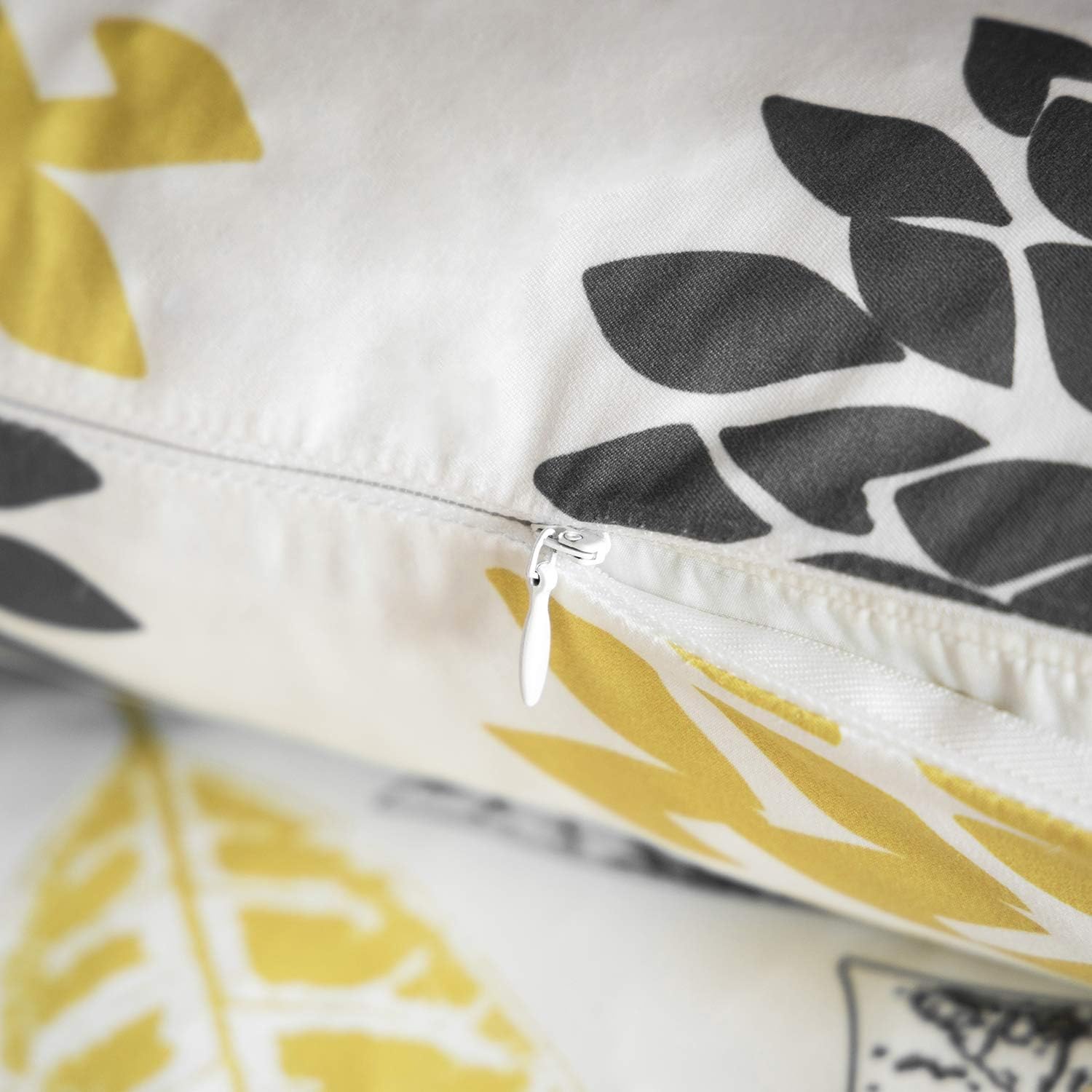 Phantoscope Set of 4 New Living Series Decorative Throw Pillow Case Cushion Cover, Yellow and Grey, 12 x 20 inches, 30 x 50 cm: Home & Kitchen