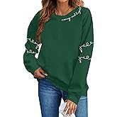 Christmas Sweatshirt Women Christmas Light Sweatshirts Merry And Bright Xmas Long Sleeve Shirts Crewneck Pullover Tops