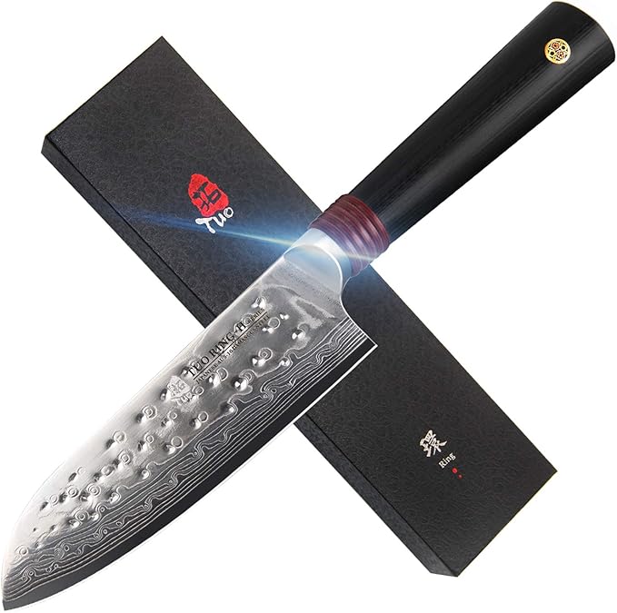 TUO Santoku Knife Kitchen Chef Knife Japanese AUS10 Damascus HC