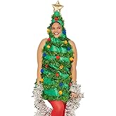 Womens Christmas Tree Costume Sleeveless Hood Tops Christmas Outfit Adult Tree Costumes Cosplay