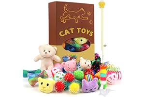 QUOZUO Kitten Toys - 38PCS Cat Play Set, Sparkle Balls, Plush Pom Pom Balls, Hanging Door Toy, Gift Box Styles