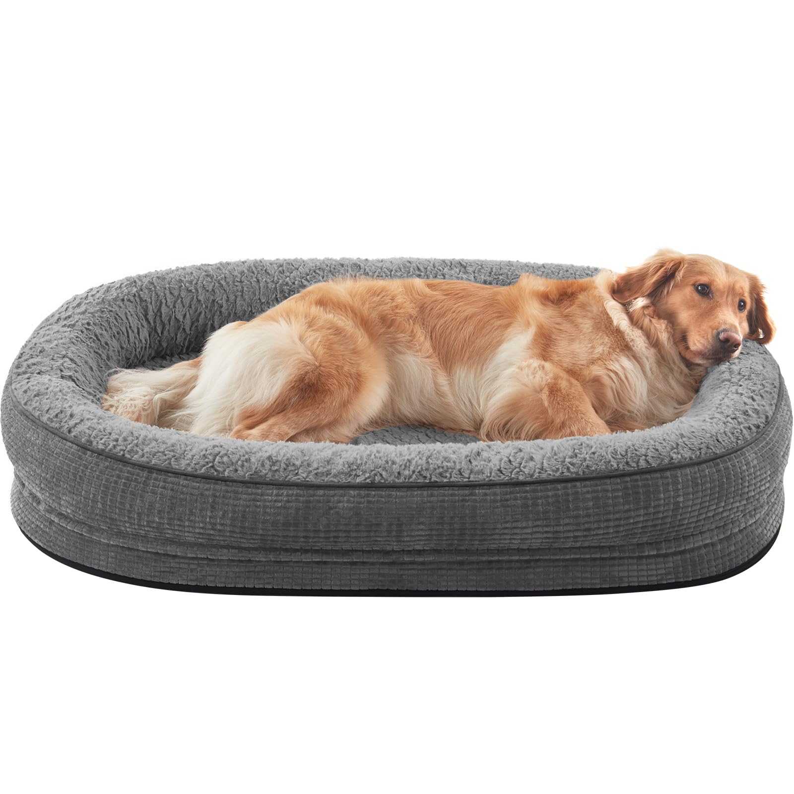 Photo 1 of JOEJOY Orthopedic Dog Beds Large Sized Dog, XL Egg-Crate Memory Foam Pet Couch Bed with Bolster Sides, Waterproof Lining, Removable Washable Cover & Non-Slip Bottom, Grey