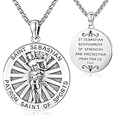 Odinstone 925 Sterling Silver St Michael/St Christopher/St Benedict/Jesus Crucifix/St Uriel/Archangel Raphael Medal Necklace for Men Women Religious Amulets Jewelry Gifts