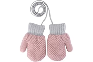 PENINSULA LOVE Toddler Winter Thermal Gloves Warm Knit Mittens Baby String Plush Gloves 1-3Year
