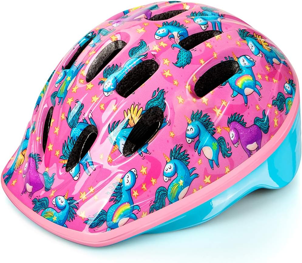 OutdoorMaster Kids Bike Helmet - from Toddler to Youth Sizes - Adjustable Safety Unicorn Helmet for Children (Age 3-15), 14 Vents for Multi-Sport