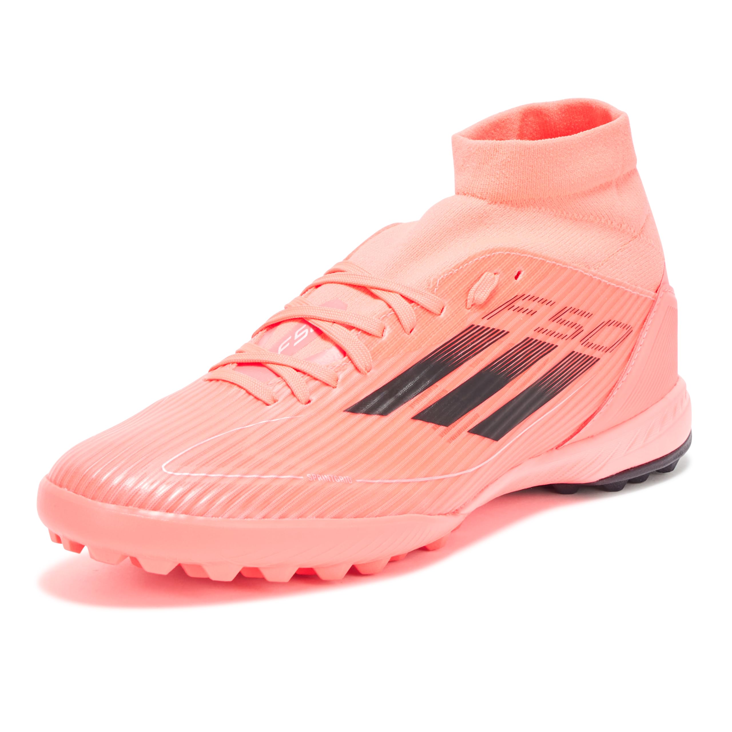 adidas Women’s F50 League Mid Top Turf Sneaker, Turbo/Aurora Black/Platin Metallic, 11