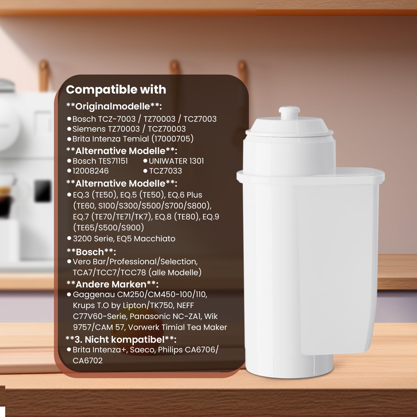 GOLDEN ICEPURE Wasserfilter Kaffeevollautomat für Siemens® Wasserfilter EQ Series, EQ3/EQ6/EQ9, EQ500, S700, Brita® Intenza 575491, Bosch® TCZ7003, TCZ7033, NSF-zertifizierter, 3 stück 9