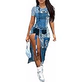 Nimsruc Women Sexy Summer Dresses Short Sleeve Thigh-high Slit Ruched Bodycon Maxi Club Cocktail Party Dress