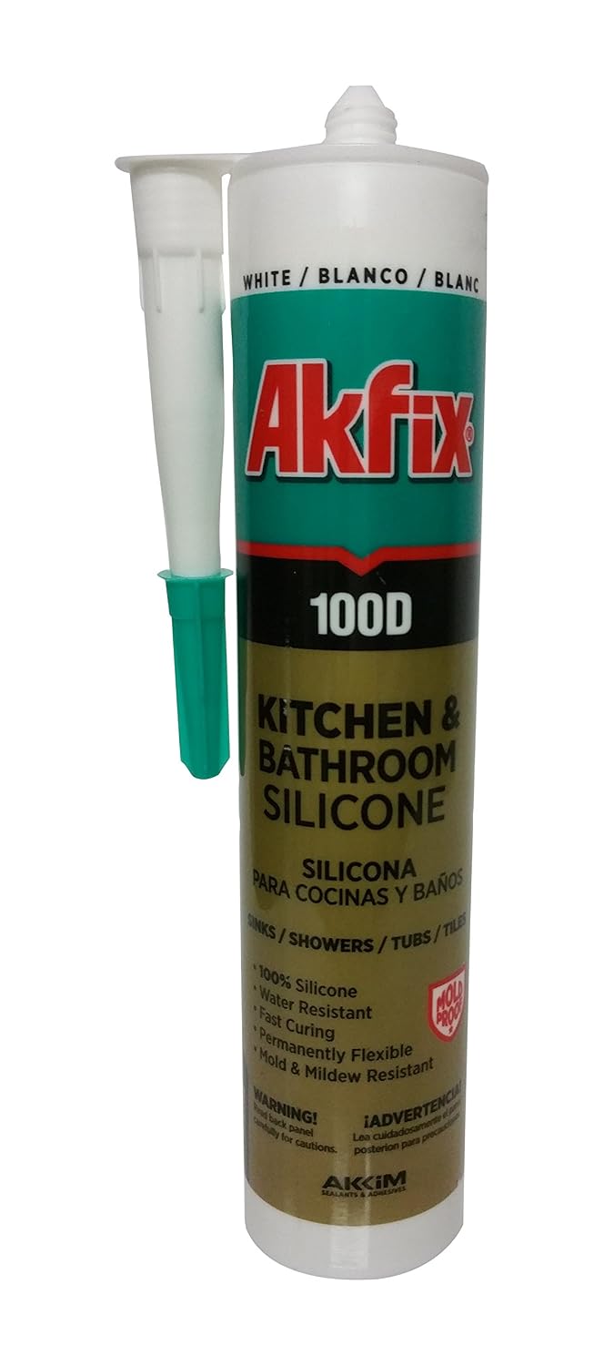 Akfix Sa062 100D Kitchen And Bathroom Silicone Sealant, White, 10.5 Fl. Oz. (310 Ml) (8699396011992)