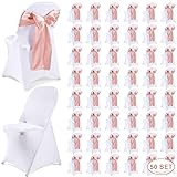 Lounsweer 100 Pcs Folding Chair Cover Set with 50