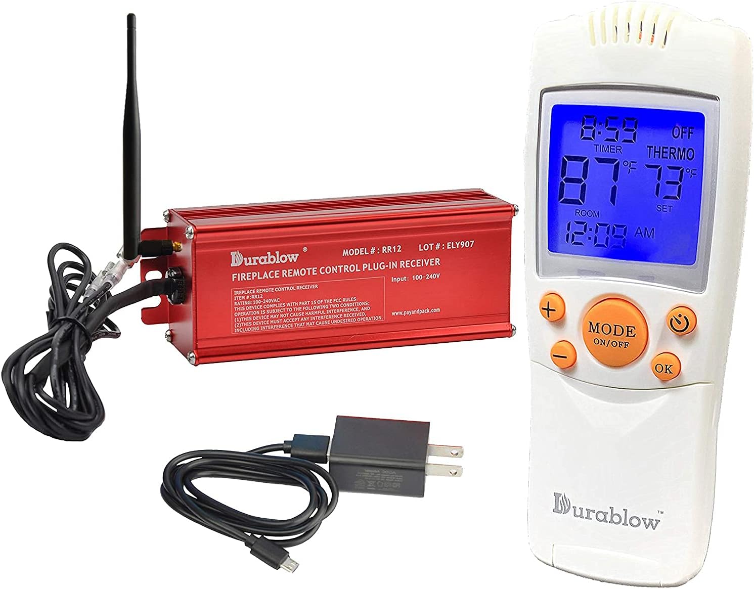 Amazon Com Durablow Tr2004 Gas Fire Fireplace Remote Control Kit On Off Timer Thermo Backlit 100 240vac Kitchen Dining