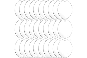 Audab 30Pcs Acrylic Ornament Blanks Bulk, Round Acrylic Blanks for Vinyl Clear Acrylic Discs Keychain with Hole for Engraving DIY Projects, Art Crafts(3.5 Inch, 30 Pcs)