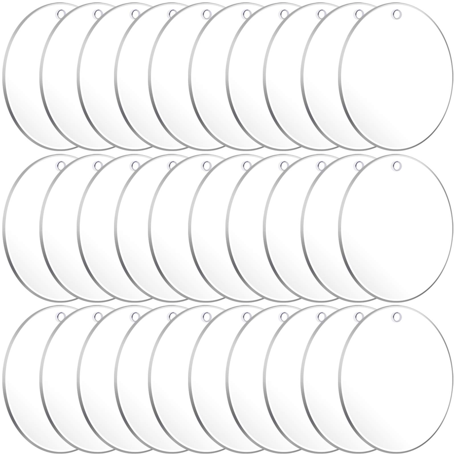 Acrylic Keychain Blanks, Audab 30PCS Bulk Acrylic Circles Clear Disc Ornaments Blanks with Hole for Vinyl, DIY Keychain and Craft Project (3 Inch, 30 Pcs)