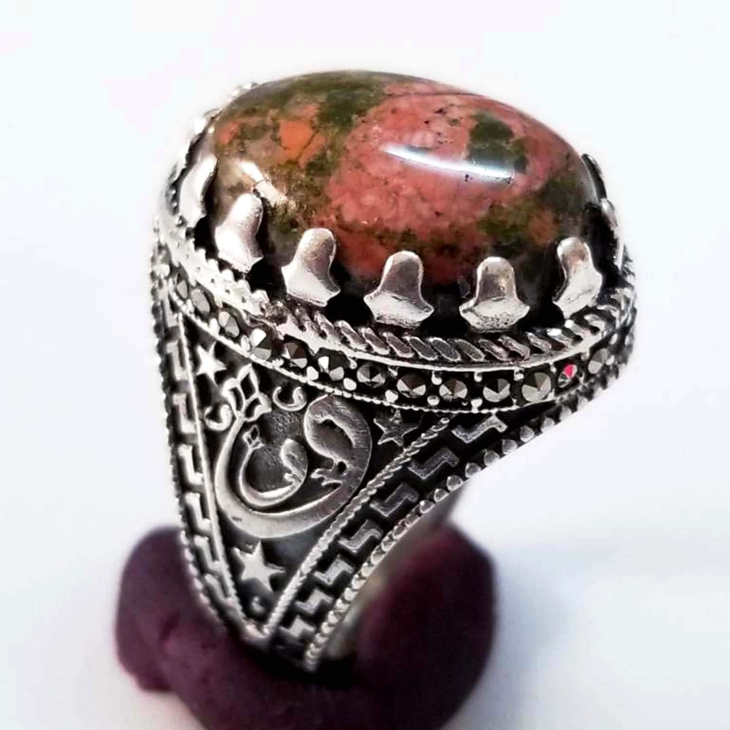 rare agate carnelian 925 sterling silver ring natural genuine aqeeq yemen agate aqeeq stone-mens ring