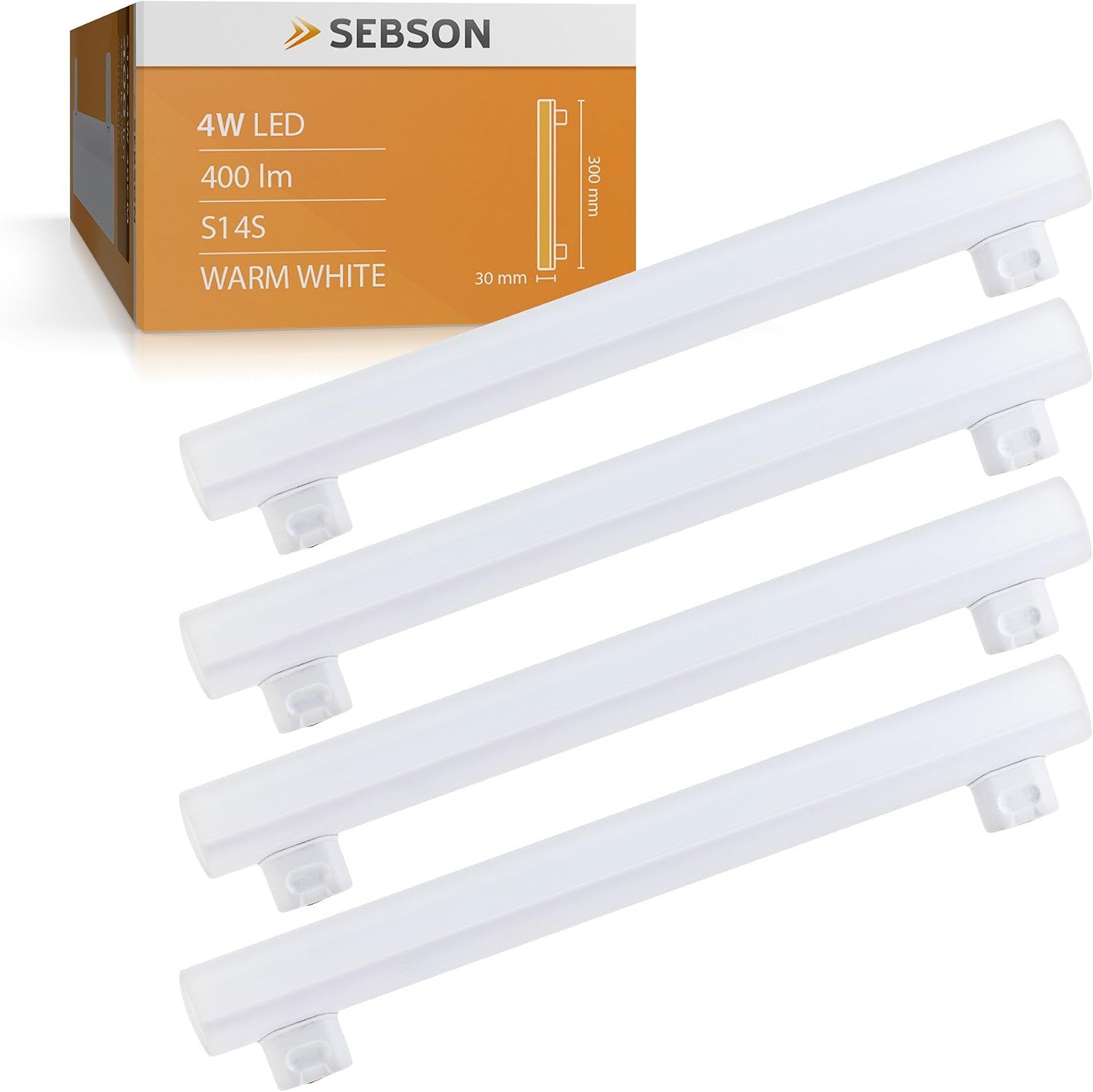 SEBSON S14S LED Light Bulb 4W Warm White 3000K 30cm Length, 4 Pack, 35W Replacement for Light Bulb 400lm, 150º Beam Angle - Image 3