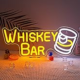 Whiskey Bar Neon Sign LED Neon Lights For Wall Decor Light Up Bar Signs For Home Bar Cart Restaurant Man Cave Beer Cafe Bistro Club Party Decorations Gift