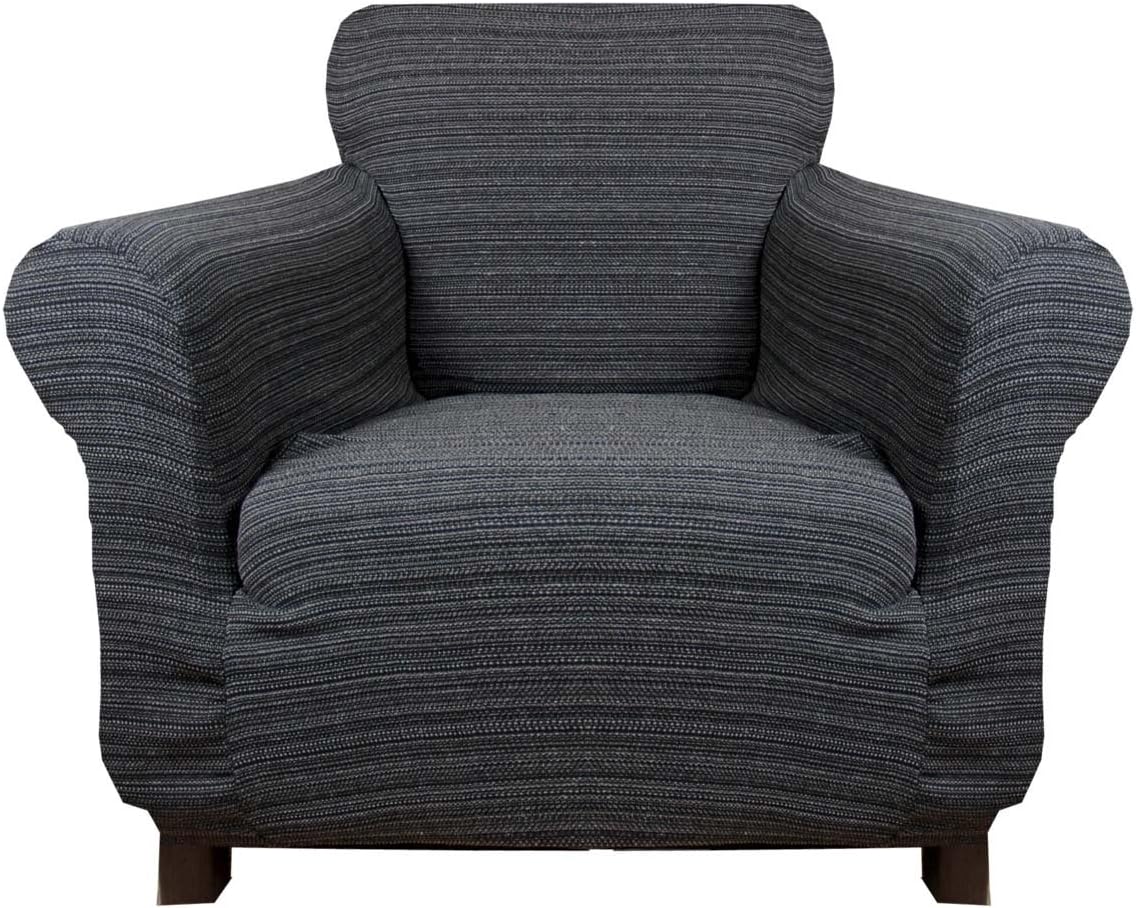 houselinen Stretch Elastic Cover (Black - Gray) for 1 Seater Armchair slipcover Black/Grey