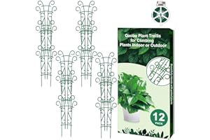 Qaobo Plant Trellis for Potted Plants 12 Pack Stackable Indoor Outdoor Climbing Houseplant Support with Garden Wire for Pothos Hoya Ivy Flower
