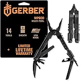 Gerber Gear Multi-Plier 600 - 14-in-1 Multitool with Sheath, Needlenose Pliers, Screwdriver, Serrated Knife, Wire Crimper, Bottle Opener, Can Opener &amp; More - Black with Sheath