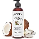 PURA D'OR 16 Oz ORGANIC Fractionated Coconut Oil - MCT Oil - 100% Pure & Natural USDA Certified Cold Pressed Carrier Oil - Un
