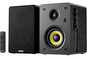 Sanyun SW206 4” HiFi Bookshelf Speakers with Studio Mode, 80W Active, Bluetooth 5.4/Optical/Coaxial/TRS/Aux/24bit DAC USB, for Turntable TV PC Desktop, MDF Cabinet, Remote Control, Black