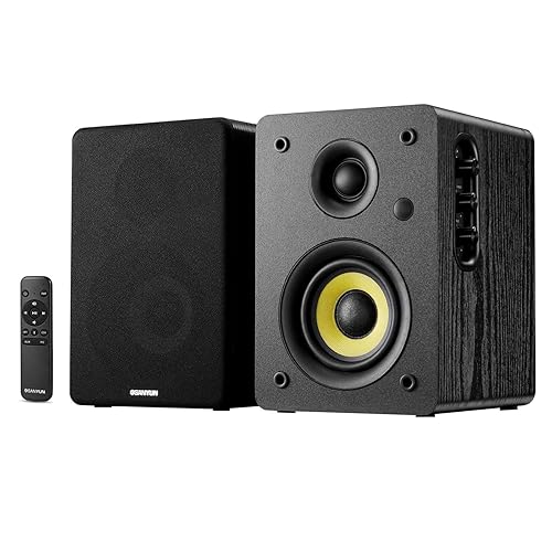 Sanyun SW206 4” HiFi Bookshelf Speakers with Studio Mode, 80W Active,  Bluetooth DAC USB, for Turntable TV PC