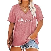 Plus Size Magical Shirts Women Magic Castle V Neck T Shirts Short Sleeve Tshirts Summer Tops
