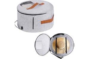 PEHCIROE Round Hat Storage Box, Portable Felt Travel Hat Boxes for Women & Men with Translucent Dustproof Lid and Shoulder Strap for Various Types of Hats/Clothes & Toy Storage/Closet Organizer, Grey