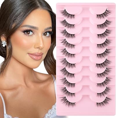 Sixstarhair False Eyelashes 10 Pairs Half Lashes Natural Fluffy Wispy Cateye