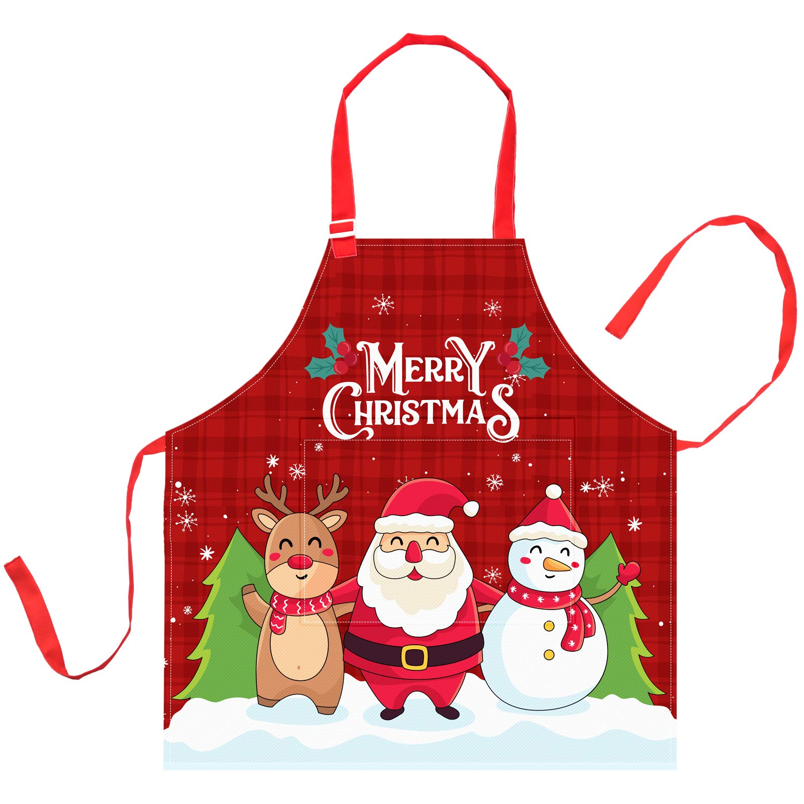 Nidoul Kids Christmas Apron for Boys Girls,Adjustable Chef Apron with Pocket,Kitchen Bib Apron for Cooking Baking Art Painting Gardening,Novelty Xmas Grinch Gifts
