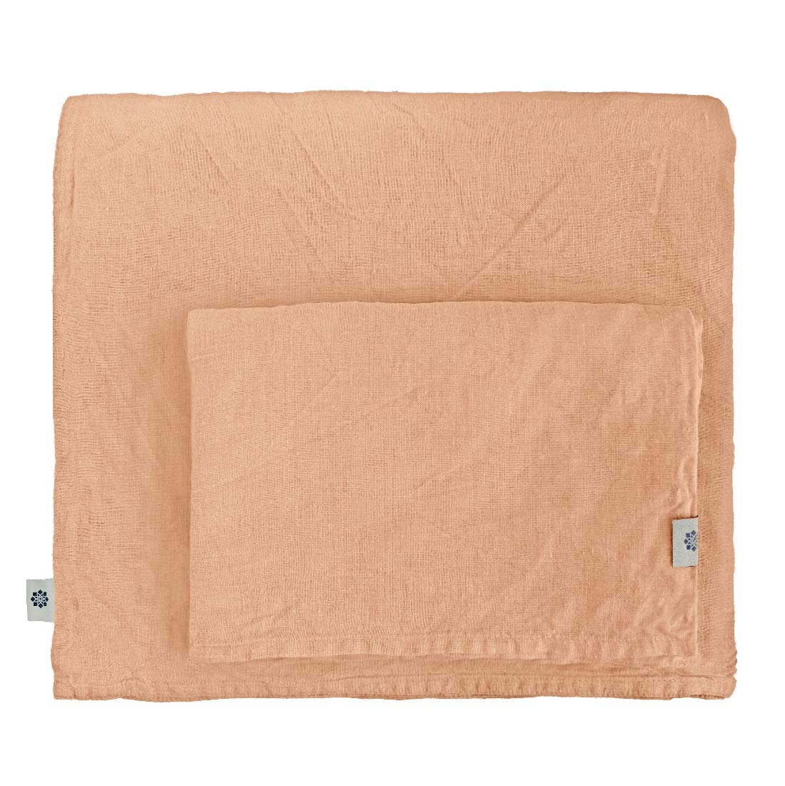 Linen & Cotton Duvet Cover Set ALICIA, 100% Stonewashed Linen - SINGLE (140 x 200cm), Coral Pink — image 1