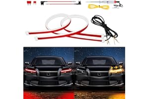 DUOFU365 DRL Strip Light,2PCS 24 Inch Waterproof Flexible Sequential Turn Signal Light,DC 12V Super Bright Car Daytime Running Light Red &Amber/Yellow Switchback Sequential Lamp