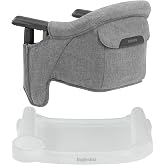 Inglesina Fast Table Chair (Stone Gray Melange) + Fast Dining Tray | Portable Baby High Chair for Babies &amp; Toddlers up to 37 lbs - Fits Tables 0.8'' to 3.5'' Thick - Travel Bag Included