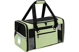 Pnimaund Pet Carrier Airline Approved, Small Dog Carrier with Upgrade Zippers and Reflective Strip, Soft Cat Carrier for Medium Cats Dogs of 15 Lbs, Collapsible Cat Travel Carrier, Green