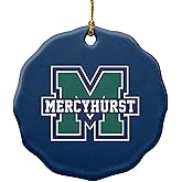 GRAPHICS & MORE Mercyhurst University Primary Logo Porcelain Scalloped Holiday Christmas Tree Ornament - 2.8" (7.1 cm)