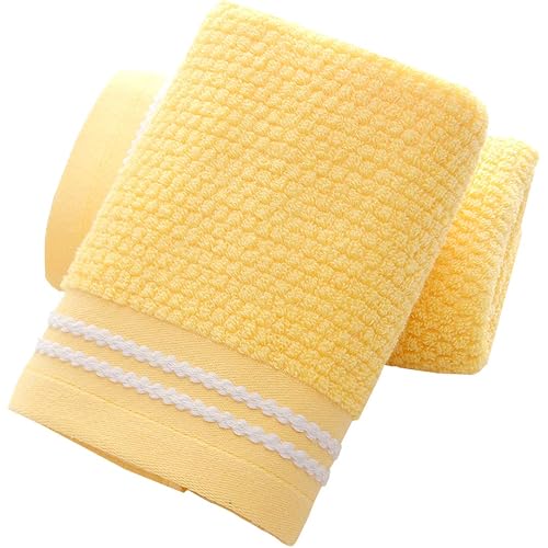 YAMAMA Hand Towels Set of 2, 100% Cotton Pineapple Pattern Super Soft Highly Absorbent Face Towels for Bathroom 13x 30 Inch (Yellow)