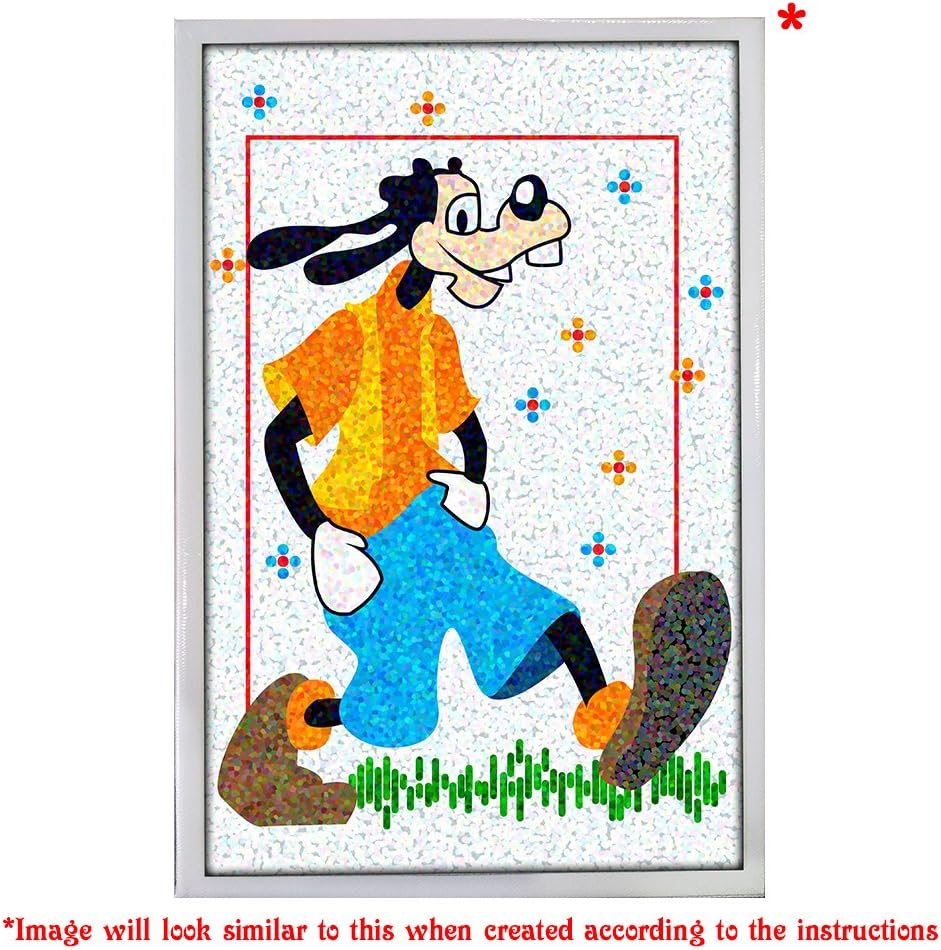 Madsbag Do-It-Yourself Canvas Wall Painting Using Paint by Numbers | Diamond Painting Kit | Includes a Practice Sheet | Goofy ( Canvas Size 30 x 20 cms )