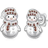 Snowman Earrings for Women 925 Sterling Silver Christmas Earrings Snowman Jewelry Christmas Gifts for Women